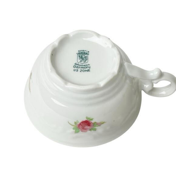 Schumann Bavaria Germany US Zone Pink Roses Floral Demitasse Cup Saucer Vintage - Picture 7 of 11
